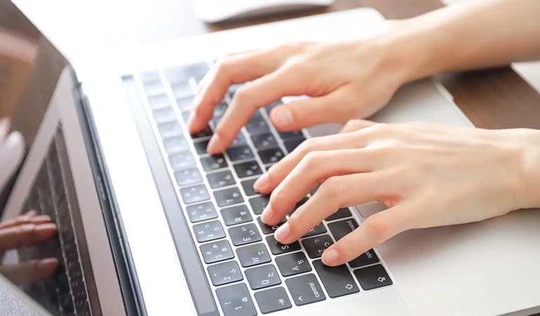 Employee working on a laptop