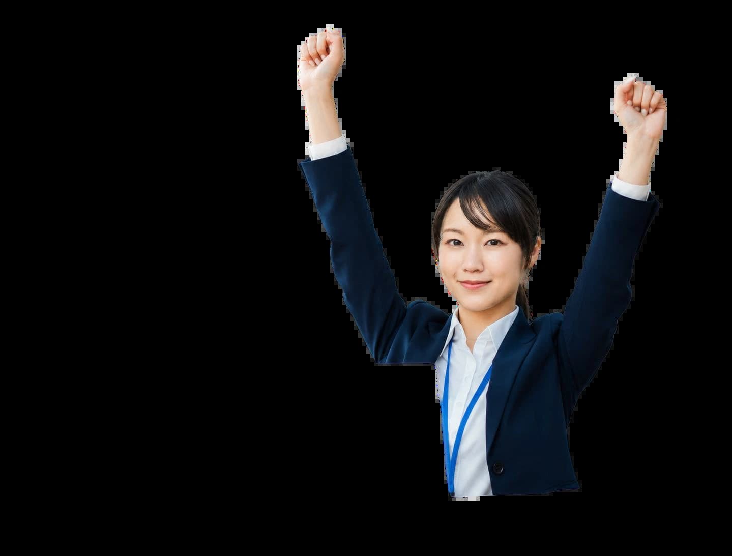 Employee celebrating at work